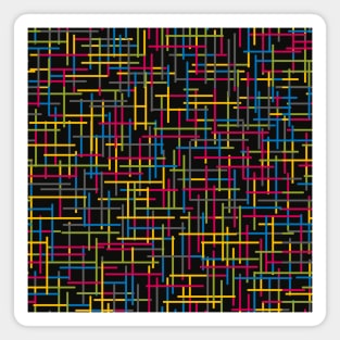 Colourful Intersecting Lines Pattern (Black) Magnet